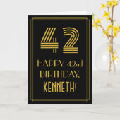 42ste Verjaardag: Geïnspireerde het art deco kijkt Kaart (Gele Bloem)