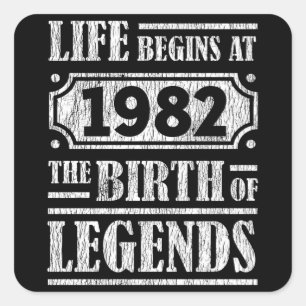 43 jaar oud 1982 Geboorte van de legende 43ste ver Vierkante Sticker