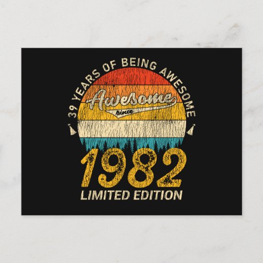 43 Jaar Oud 1982 Retro Geweldig 43e Verjaardag Cad Briefkaart (Voorkant)