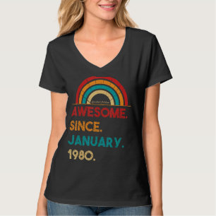 43 jaar oud Geweldige sinds januari 1980 43e geboo T-shirt