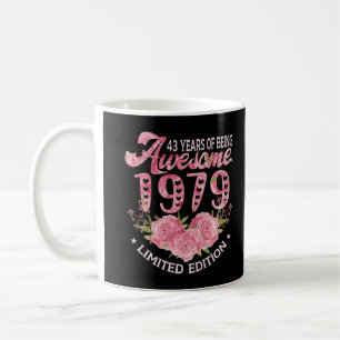 43 jaar oud roze  cadeau 1979 dag 43th Birth Koffiemok