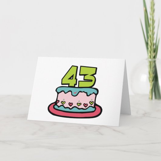 43 jaar oude Birthday Cake Kaart (Voorkant)