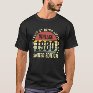 43 jaar oude Vintage 1980 43e verjaardag T-shirt