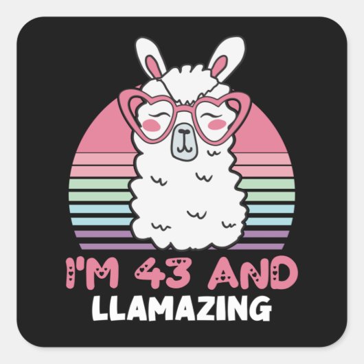 43 Year Old Bday Llamazing 43rd Birthday Llama Vierkante Sticker (Voorkant)