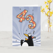 43e anniversaire - Carte de surprise de pingouin (Fleur jaune)