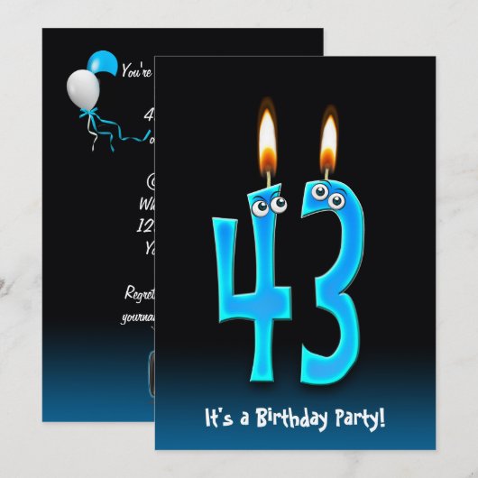 43e anniversaire Invitation de fête (Devant / Derrière)