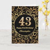 43e anniversaire Modèle floral noir et or (Fleur jaune)