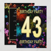 43e 'Birthday Party'-belletjes voor uitnodigingen  (Voorkant / Achterkant)
