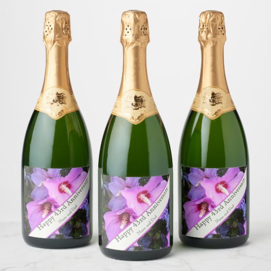 43e bruiloft Jubileum Sparkling Wijnetiket (Flessen)