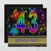43e fête d'anniversaire Invitation avec bulles (Devant / Derrière)