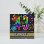 43e fête d'anniversaire Invitation avec bulles (Debout devant)