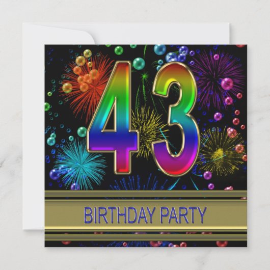 43e fête d'anniversaire Invitation avec bulles (Devant)