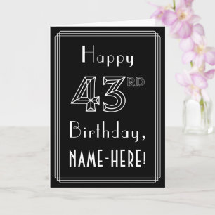 43e verjaardag: Art Deco Style # 43 & Custom Name Kaart