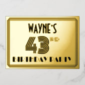 43e verjaardag — Art Deco Style "43" en naam Folie Uitnodiging (Voorkant)