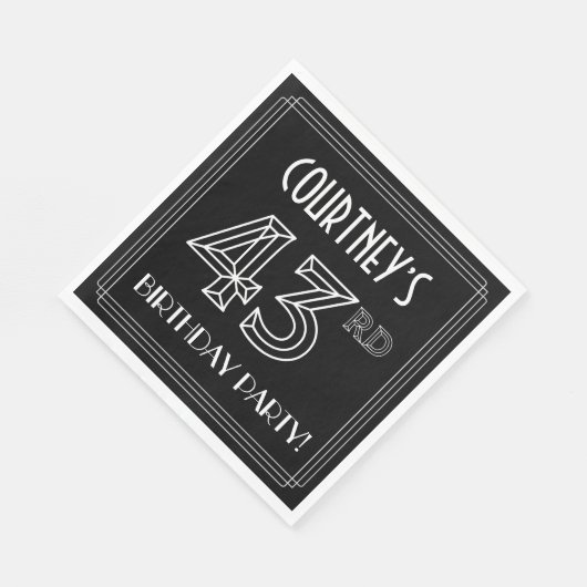 43e verjaardag: Art Deco Style + aangepaste naam Servet (Hoek)