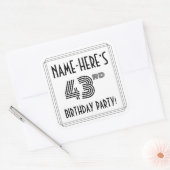 43e verjaardag: Art Deco Style + aangepaste naam Vierkante Sticker (Envelop)