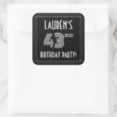43e verjaardag: Art Deco Style en aangepaste naam Vierkante Sticker (Tas)