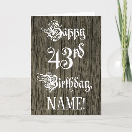 43e verjaardag: Fancy, elegante tekst; Faux Hood l Kaart (Voorkant)