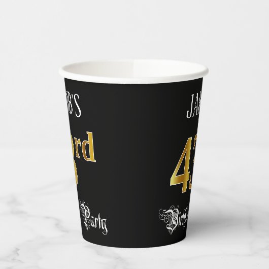 43e verjaardag — Fancy script, Faux Gold look Papieren Bekers (Links)