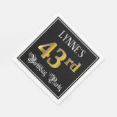 43e verjaardag — Fancy script, Faux Gold look Servet (Hoek)