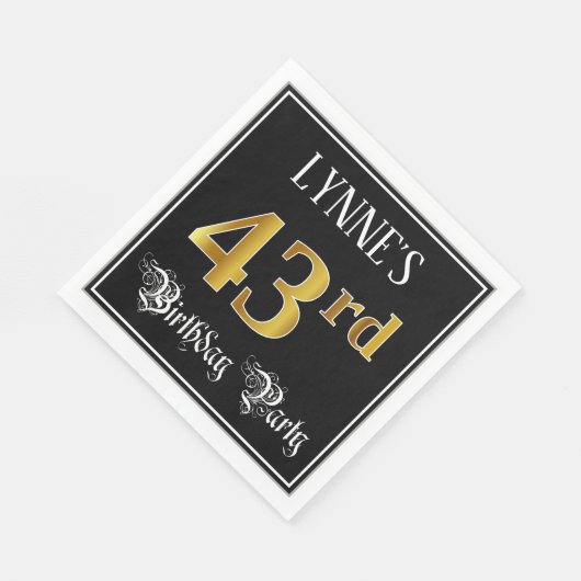 43e verjaardag — Fancy script, Faux Gold look Servet (Hoek)