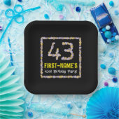 43e verjaardag: Floral Flowers Number, Custom Name Papieren Bordje (Feest)