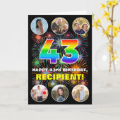 43e verjaardag: Fun Rainbow #, aangepaste naam & f Kaart (Gele Bloem)