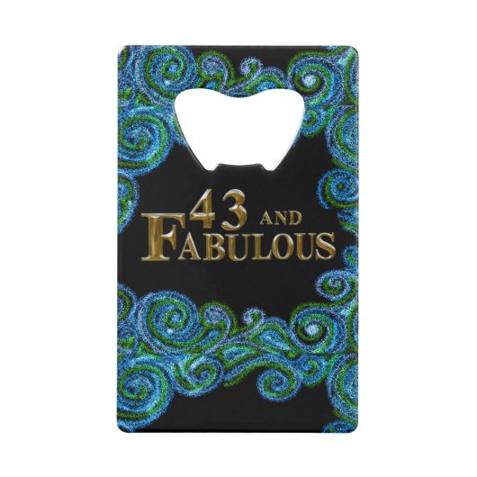 43e verjaardag kredietkaart flessenopener (Voorkant)