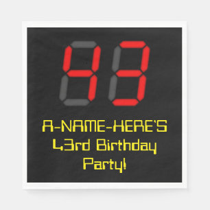 43e verjaardag: Red Digital Clock Style "43" + naa Servet