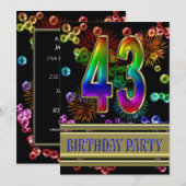 43e verjaardag Uitnodiging met bellen (Voorkant / Achterkant)