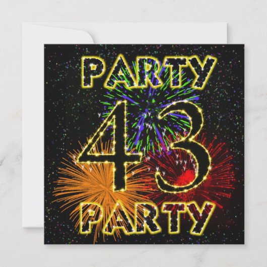 43e verjaardag uitnodiging met vuurwerk (Voorkant)