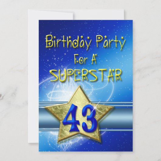 43e verjaardag Uitnodiging voor een Superstar. (Voorkant)