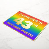 43e verjaardag: vun, kleurrijk regenboogpatroon folie uitnodiging (Gedraaid)