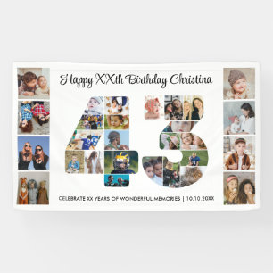 43e verjaardagsfeest Nummer 43 Fotocollage Spandoek