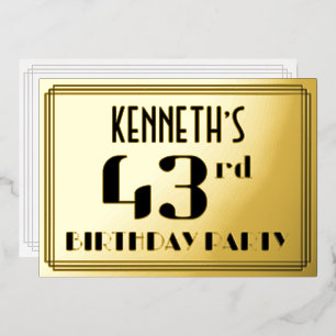 43ste verjaardagsfeest: Art Deco-uitstraling “43” Folie Uitnodiging