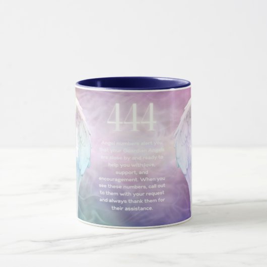 444 Numéros d'anges Chakra Anges ailes Café Mug (Centre)