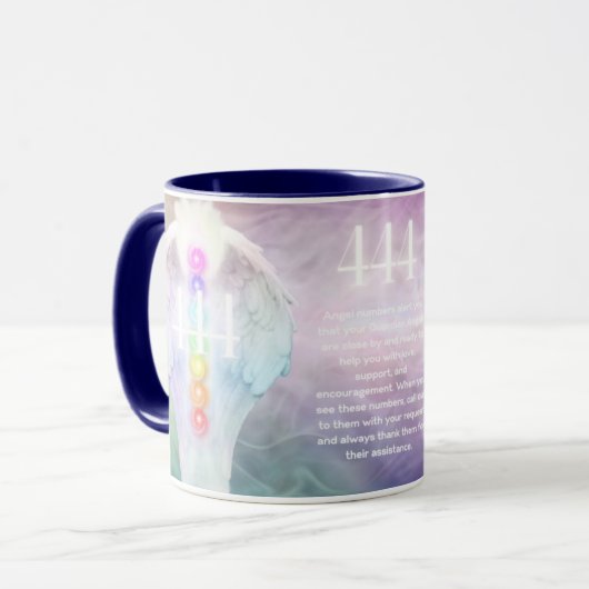 444 Numéros d'anges Chakra Anges ailes Café Mug (Devant gauche)