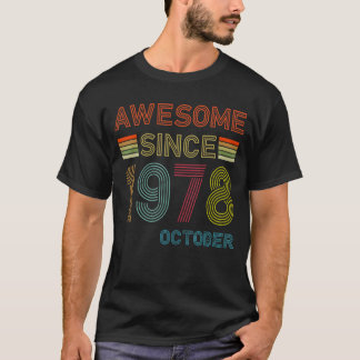 44 jaar Geweldige sinds oktober 1978 44e geboorte T-shirt