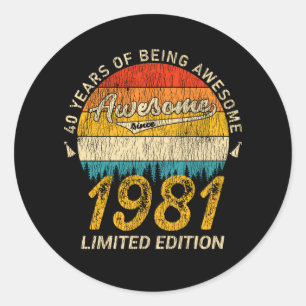 44 jaar oud 1981 Retro Geweldige 44e verjaardagsca Ronde Sticker