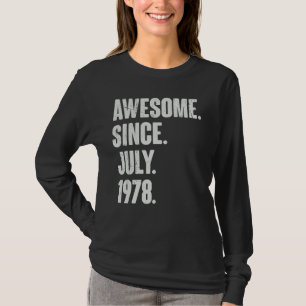 44 jaar oude 44e verjaardag Geweldige sinds juli 1 T-shirt