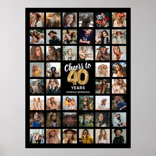 44 Photo Collage 40th Birthday Poster (Voorkant)
