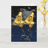 44e Anniversaire Gold Mylar Balloon et carte Confe (Fleur jaune)