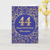 44e anniversaire Marine bleu et or modèle floral (Fleur jaune)