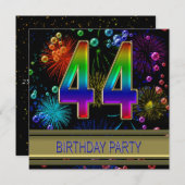 44e fête d'anniversaire Invitation avec bulles (Devant / Derrière)