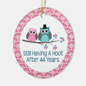 44e Jubileum Owl Wedding Jubilea Gift Keramisch Ornament (Links)