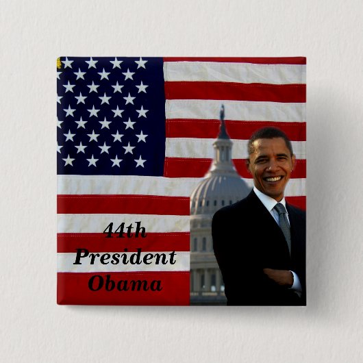 44e President Barack Obama_Button_by Elenne Vierkante Button 5,1 Cm (Voorkant)