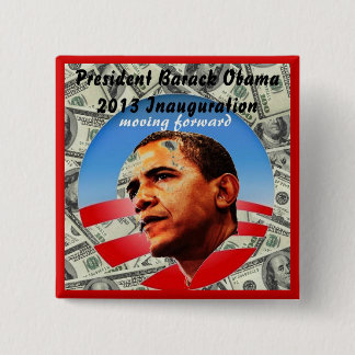 44E PRESIDENT VAN DE VERENIGDE STATEN BARACK OBAMA VIERKANTE BUTTON 5,1 CM