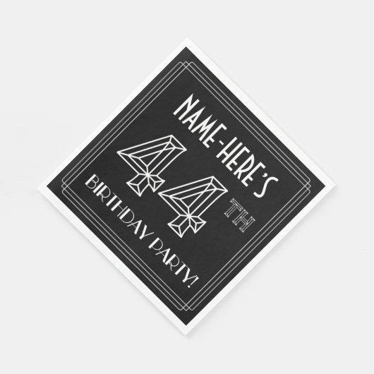 44e verjaardag: Art Deco Style + aangepaste naam Servet (Hoek)