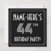 44e verjaardag: Art Deco Style met aangepaste naam Kaart (Voorkant)