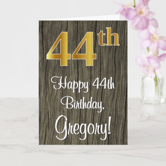 44e verjaardag: Elegant Faux Gold Look #, Faux Woo Kaart (Orchidee)